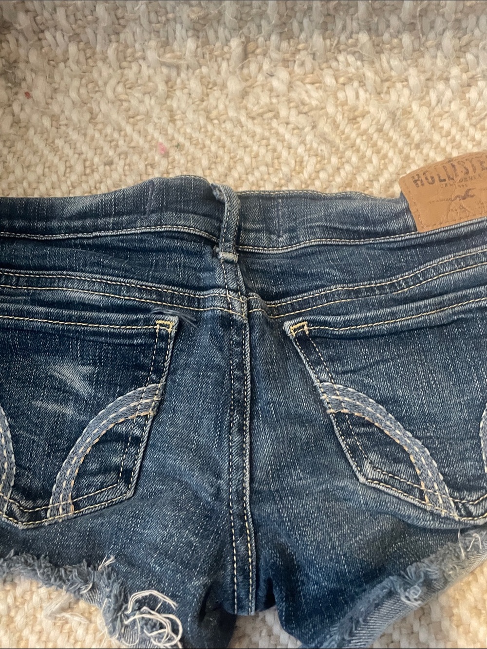 Hollister Dark Blue Distressed Denim Jean Shorts - Picture 5 of 5